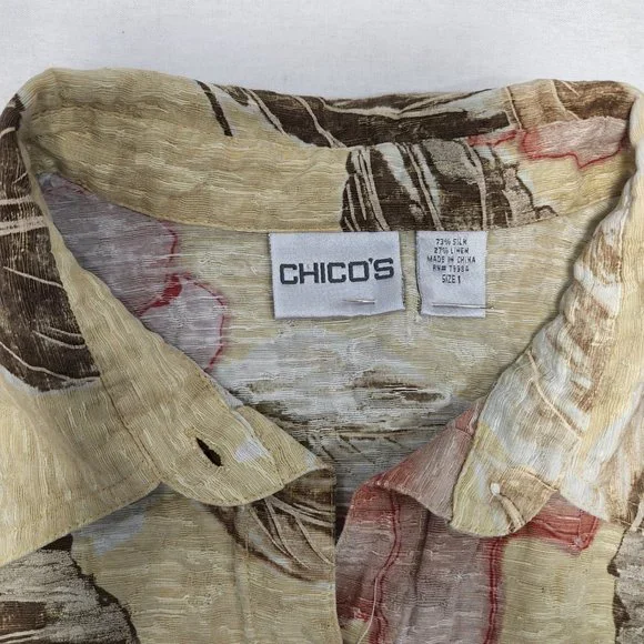 CHICO'S Floral Cardigan/Shirt Multicolor Size 1 (M)  3/4 Sleeves Button Up. - Picture 10 of 16